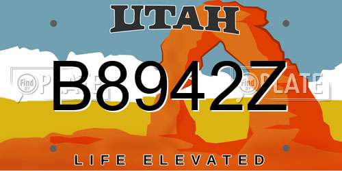 B8942Z Utah License Plate