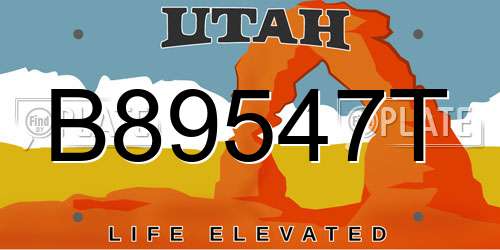 B89547T Utah License Plate
