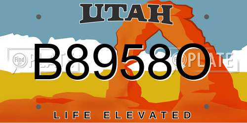 B8958O Utah License Plate
