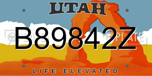 B89842Z Utah License Plate