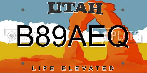 B89AEQ Utah License Plate