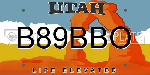 B89BBO Utah License Plate