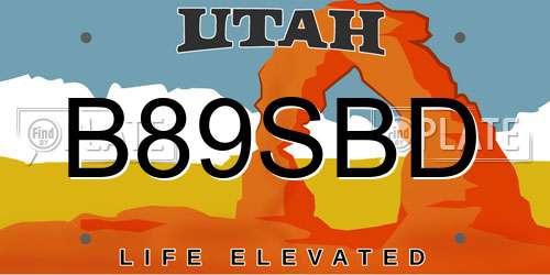 B89SBD Utah License Plate