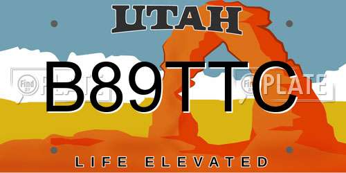 B89TTC Utah License Plate