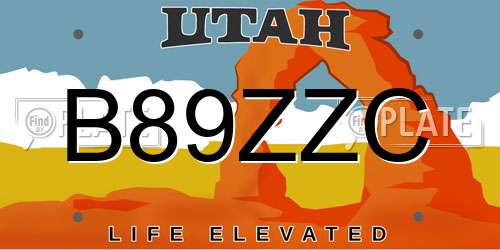 B89ZZC Utah License Plate
