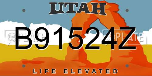 B91524Z Utah License Plate