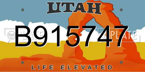 B915747 Utah License Plate