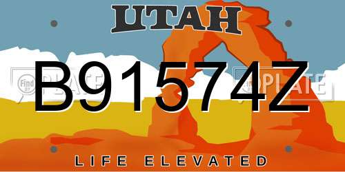 B91574Z Utah License Plate