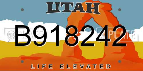 B918242 Utah License Plate