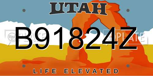 B91824Z Utah License Plate