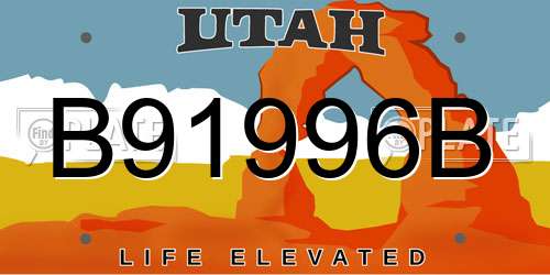 B91996B Utah License Plate