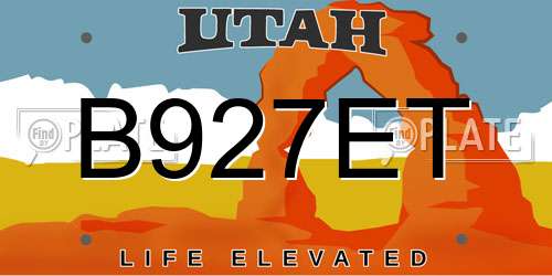 B927ET Utah License Plate