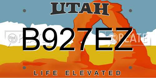 B927EZ Utah License Plate