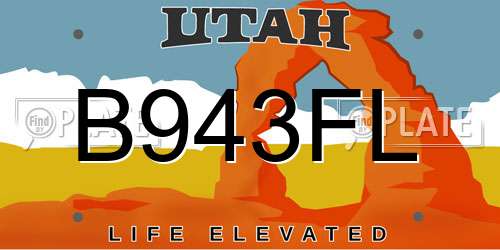 B943FL Utah License Plate