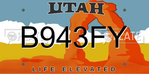 B943FY Utah License Plate