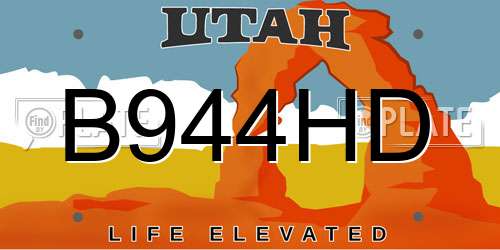 B944HD Utah License Plate