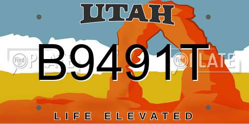 B9491T Utah License Plate