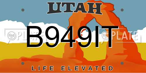 B949IT Utah License Plate