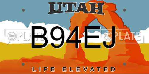 B94EJ Utah License Plate