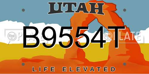 B9554T Utah License Plate