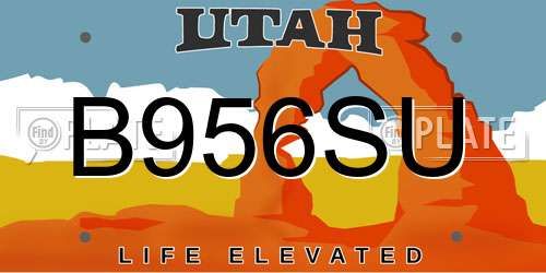 B956SU Utah License Plate