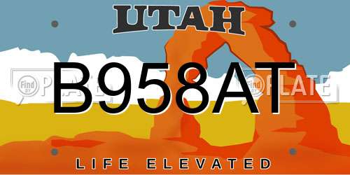 B958AT Utah License Plate