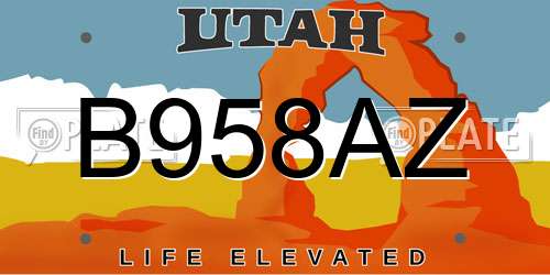 B958AZ Utah License Plate