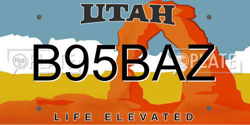 B95BAZ Utah License Plate