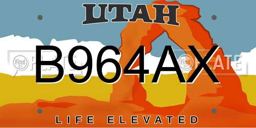 B964AX Utah License Plate