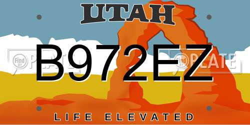 B972EZ Utah License Plate
