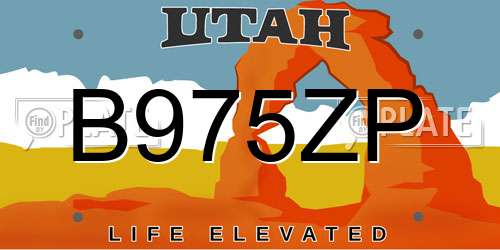 B975ZP Utah License Plate
