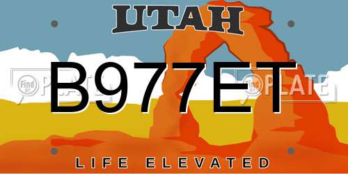 B977ET Utah License Plate