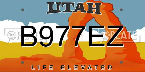 B977EZ Utah License Plate