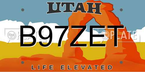 B97ZET Utah License Plate
