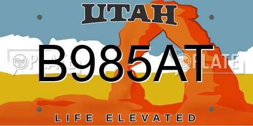B985AT Utah License Plate