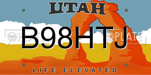 B98HTJ Utah License Plate