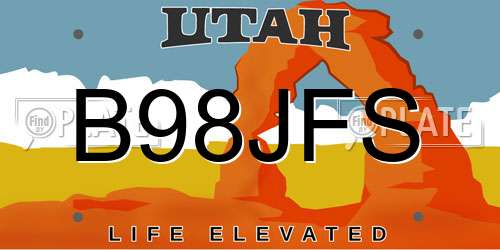 B98JFS Utah License Plate
