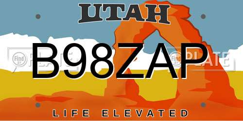 B98ZAP Utah License Plate