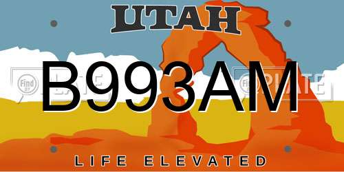 B993AM Utah License Plate