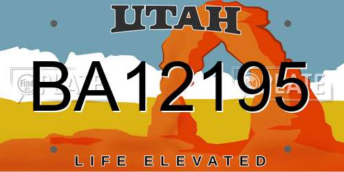BA12195 Utah License Plate
