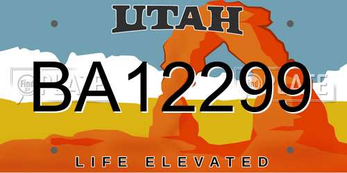 BA12299 Utah License Plate