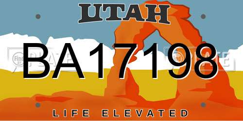 BA17198 Utah License Plate