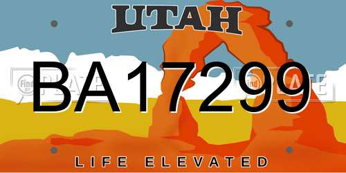 BA17299 Utah License Plate