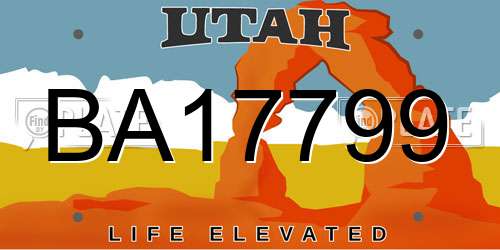 BA17799 Utah License Plate