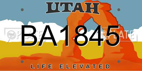 BA1845 Utah License Plate
