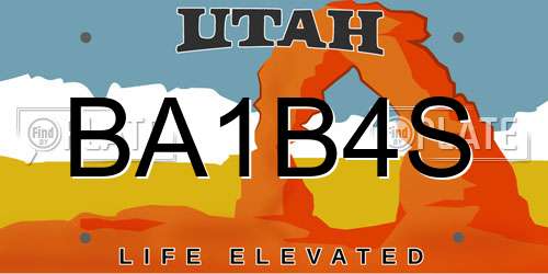 BA1B4S Utah License Plate