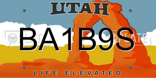 BA1B9S Utah License Plate