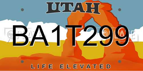 BA1T299 Utah License Plate