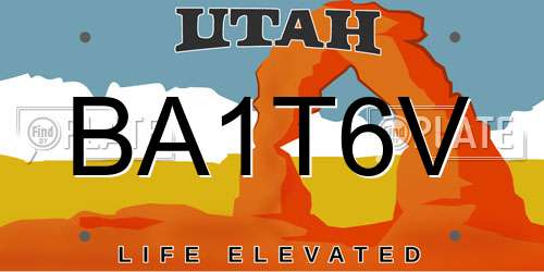 BA1T6V Utah License Plate