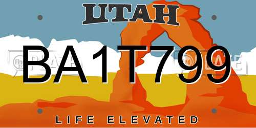 BA1T799 Utah License Plate